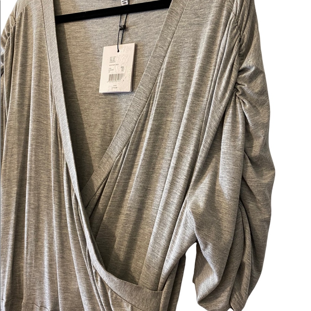 Gibson Latimer NWT Maxi Dress XXL Gray , Tie, Stretch, Crossovers Top Ruching